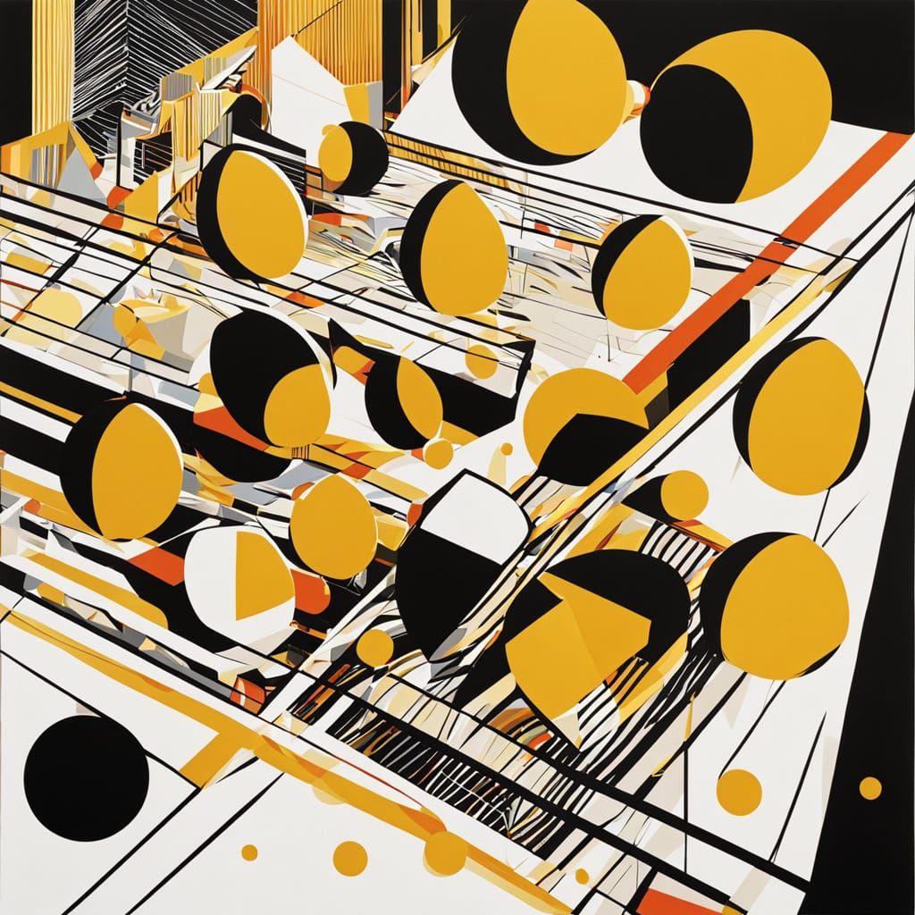 Golden Eggs in Abstract Geometric Composition