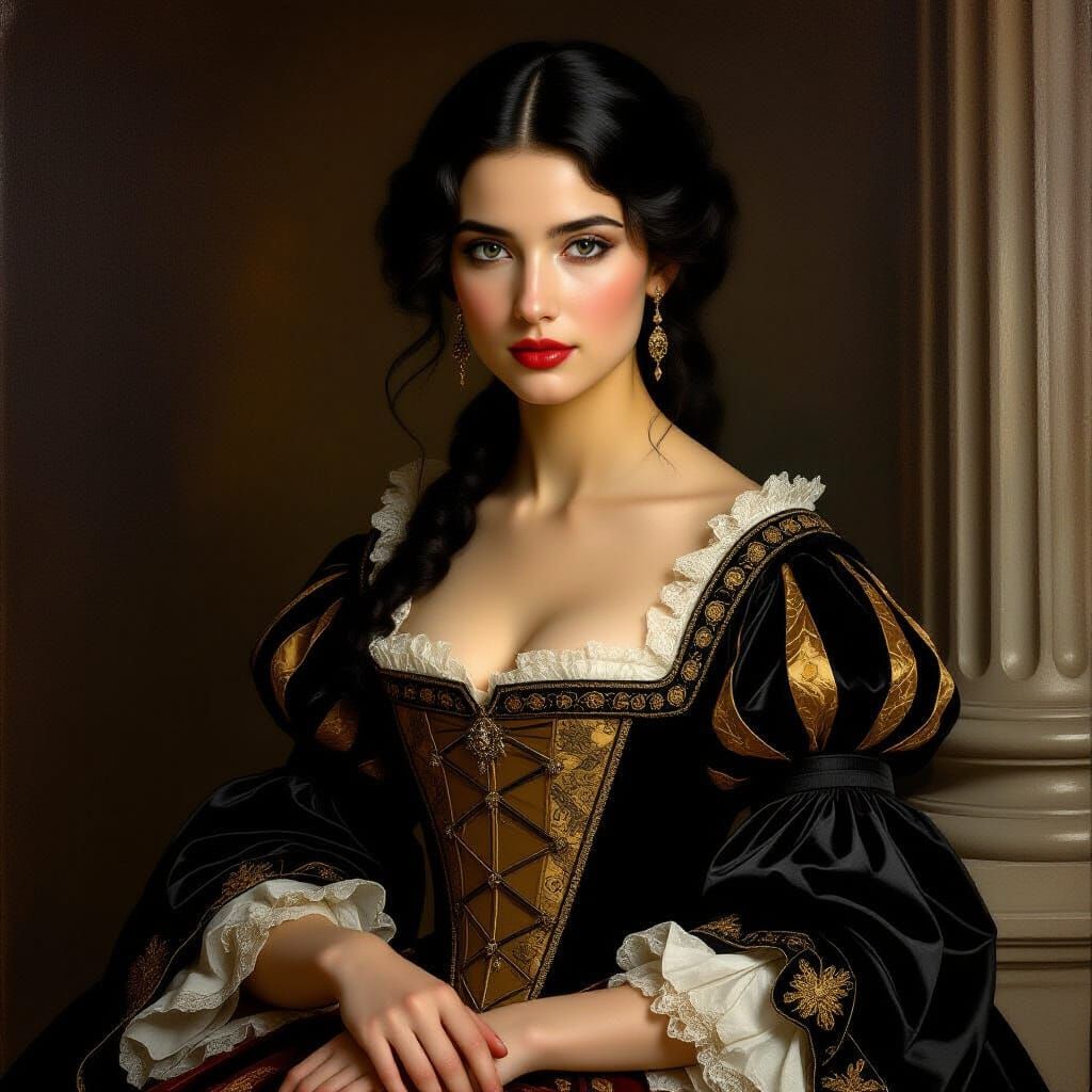 Renaissance Woman Portrait in Old Master Style