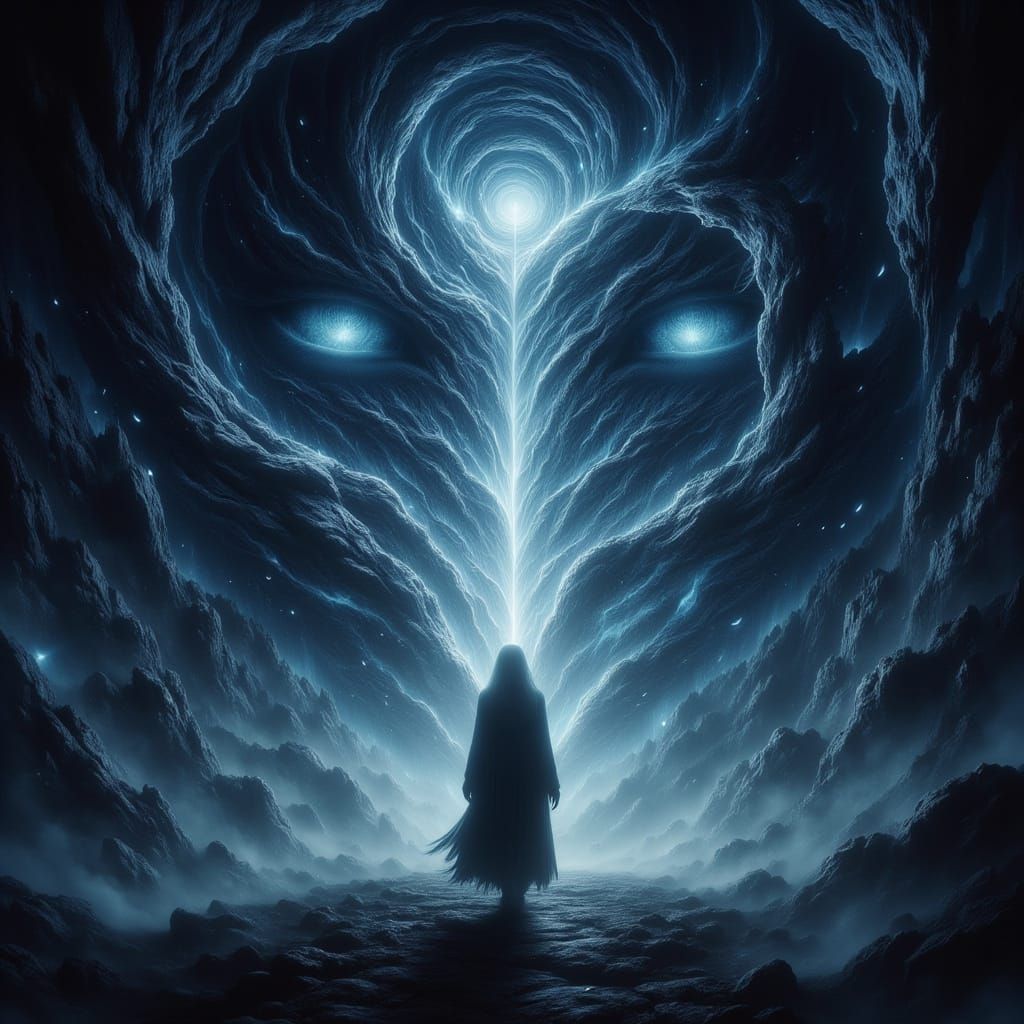 Figure Gazes into Sentient Cosmic Abyss