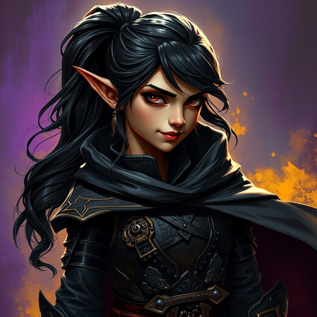 Halfling Rogue in Assassin Attire, Art Nouveau Style