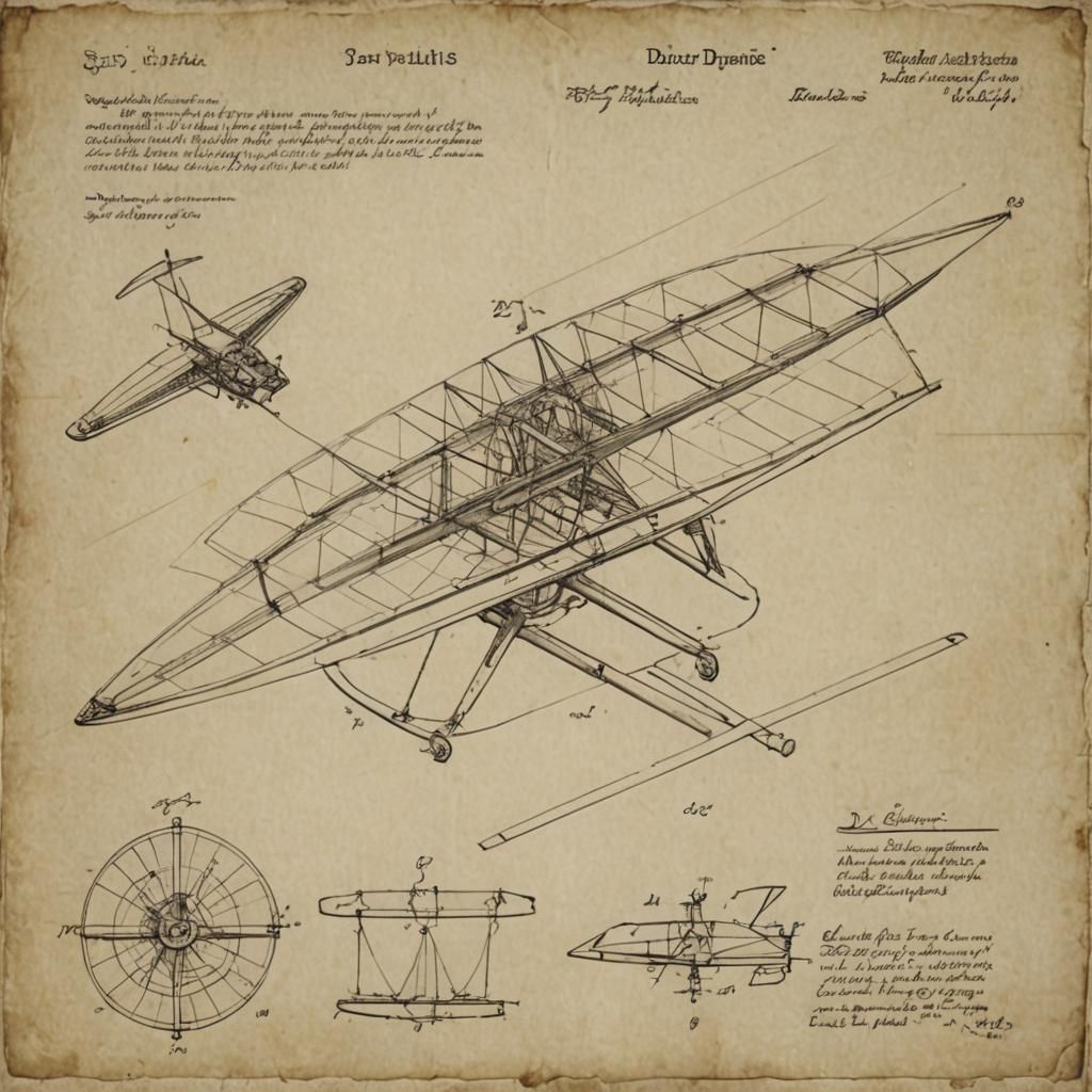 Patent drawing Da Vinci's glider.