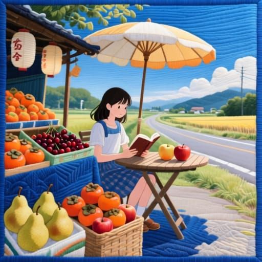 Japanese Fruit Stand on Country Road