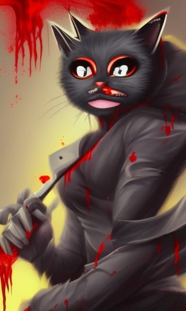 Hyperdetailed Cat-Boy with Chainsaw, Dark Fantasy Concept Ar...