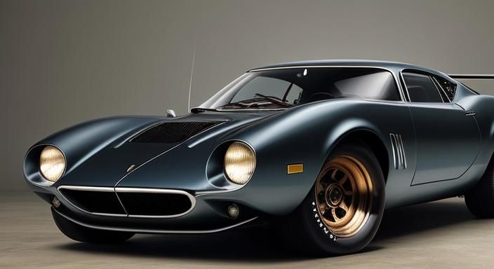Steampunk 1970s Supercar with Jet Engine