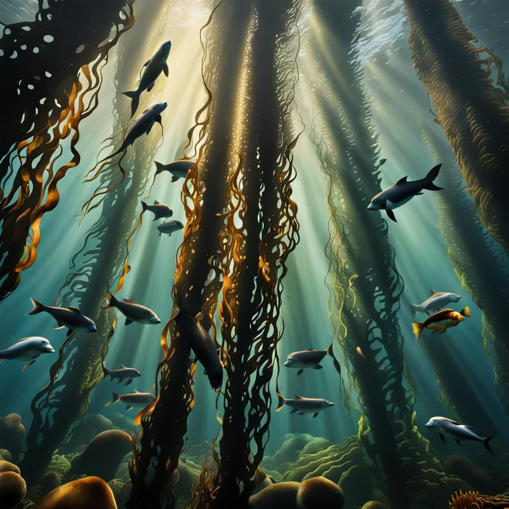 Pacific Kelp Forest Ecosystem in Hyperrealism