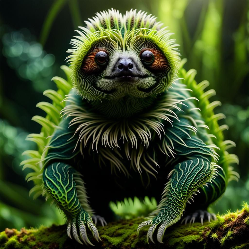 Intricate Photo of Mythical Rainforest Hybrid Creature