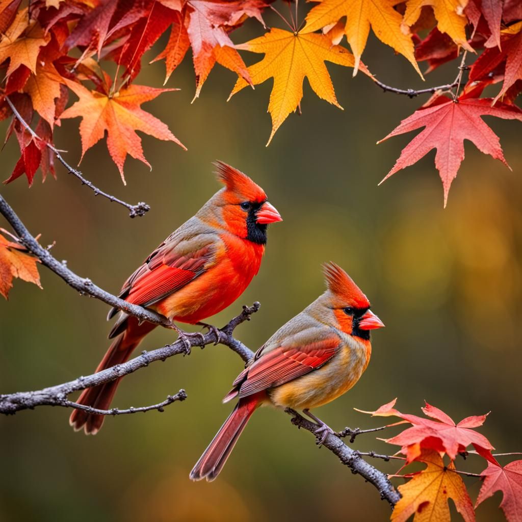 Cardinals in Autumnal Splendor