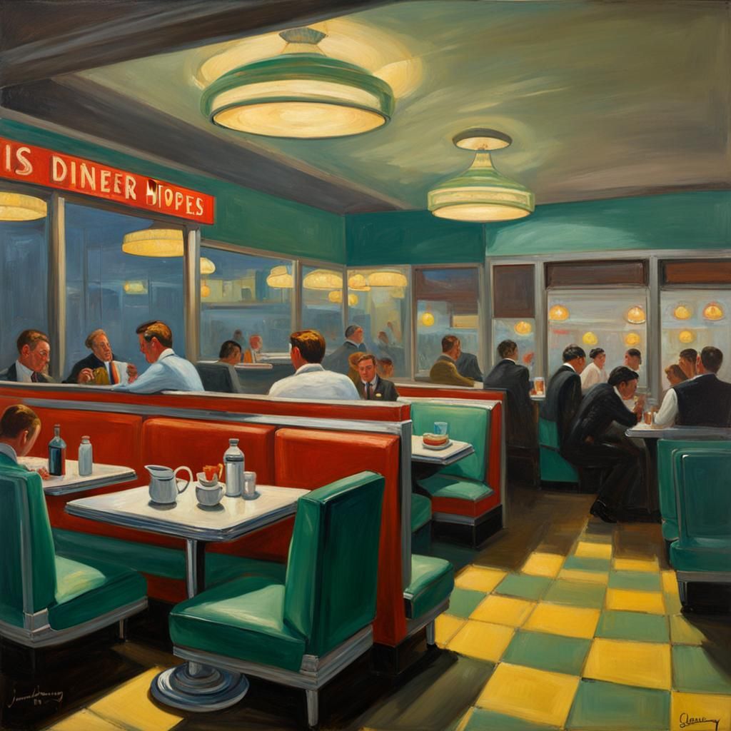 1950s Diner in an American Realism Style