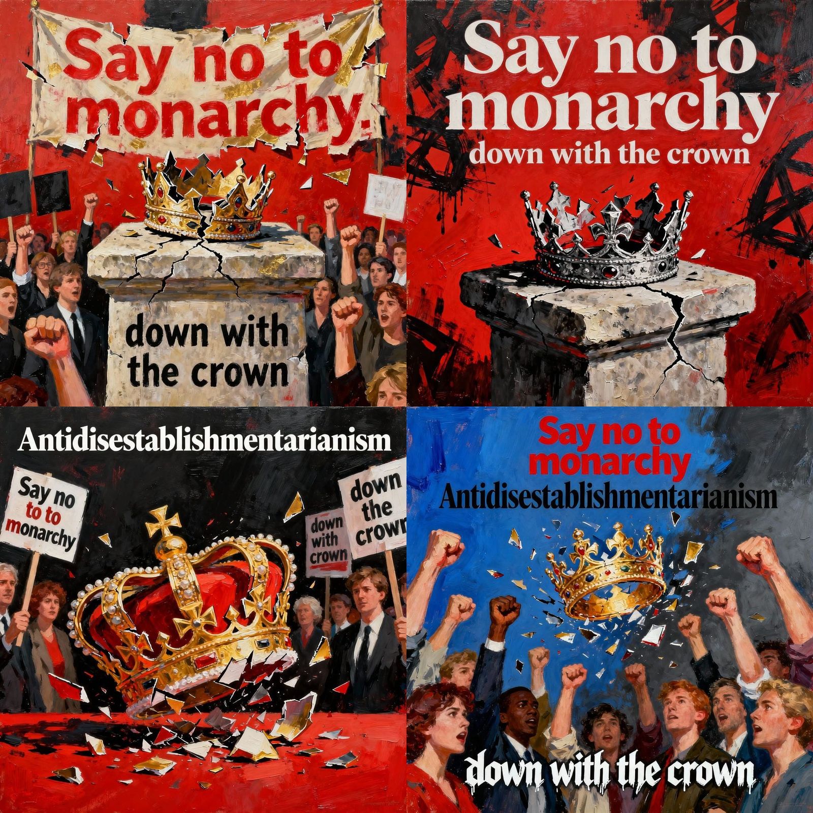 Anti-Monarchy Painting: Down With The Crown in Acrylic