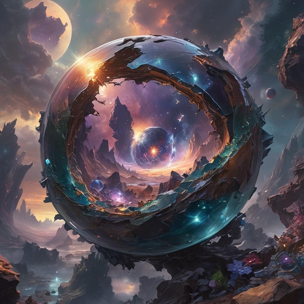 Broken Glass Planet with Molten Core