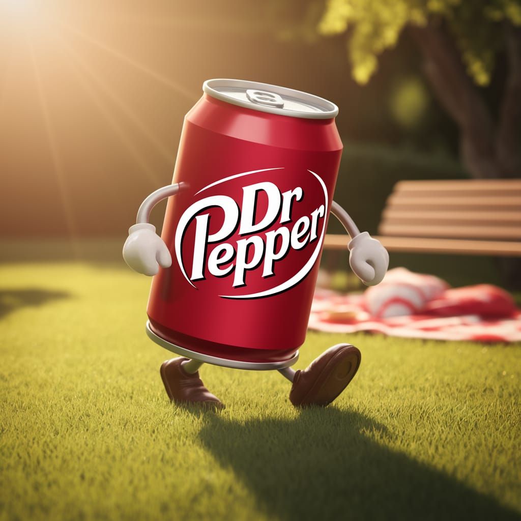 Vintage Dr. Pepper Can Embarks on a Leisurely Stroll in a Su...