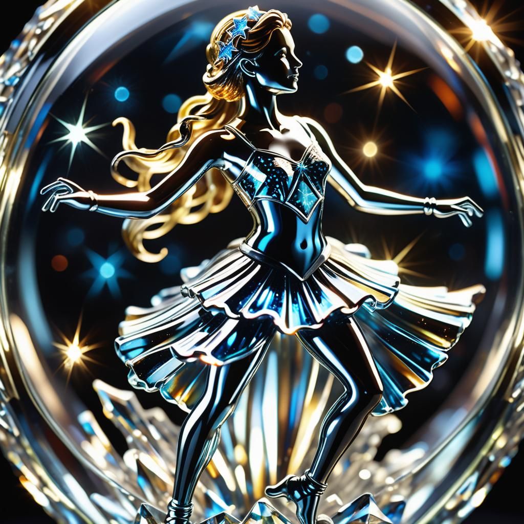 Enameled Glass Star Dancer in Crystal Box