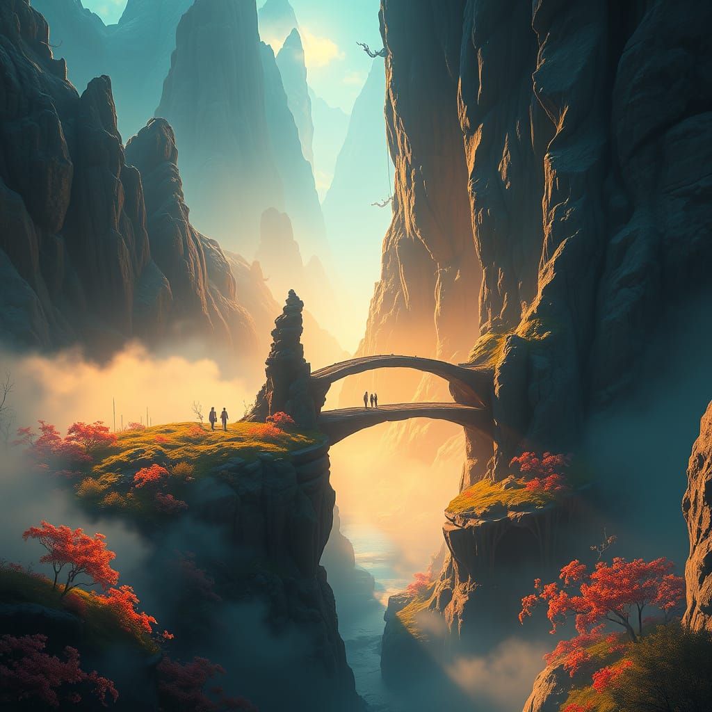Ethereal Bridge to a Hidden Realm in Vibrant, High-Detailed ...