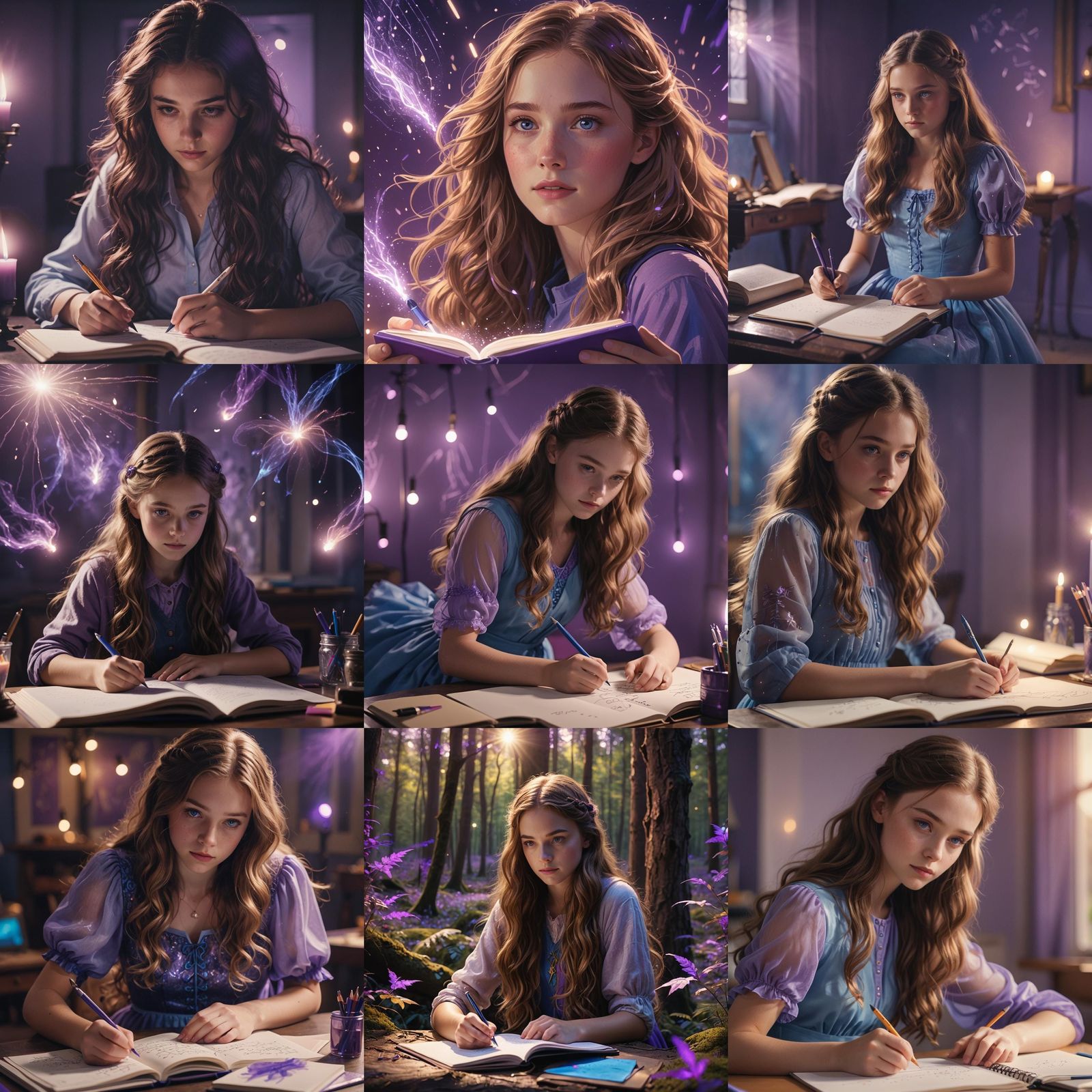 Teen Girl Sketching Magic in a Notebook