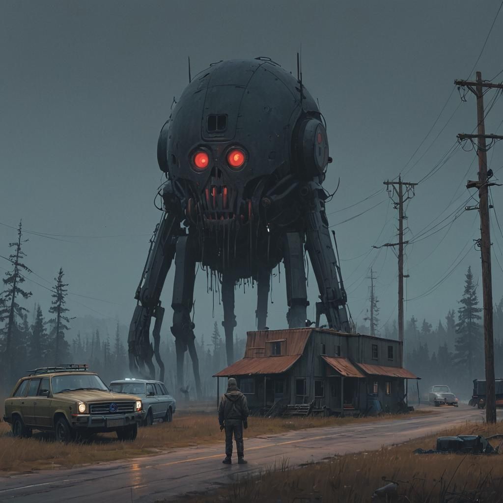 Grimdark Dystopian Scene in Science Fiction Art