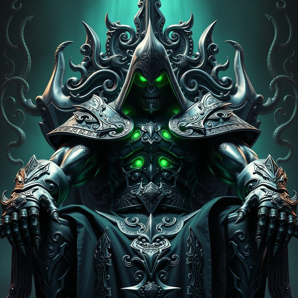 Dark Lord of Latveria Seated on Twisted Throne