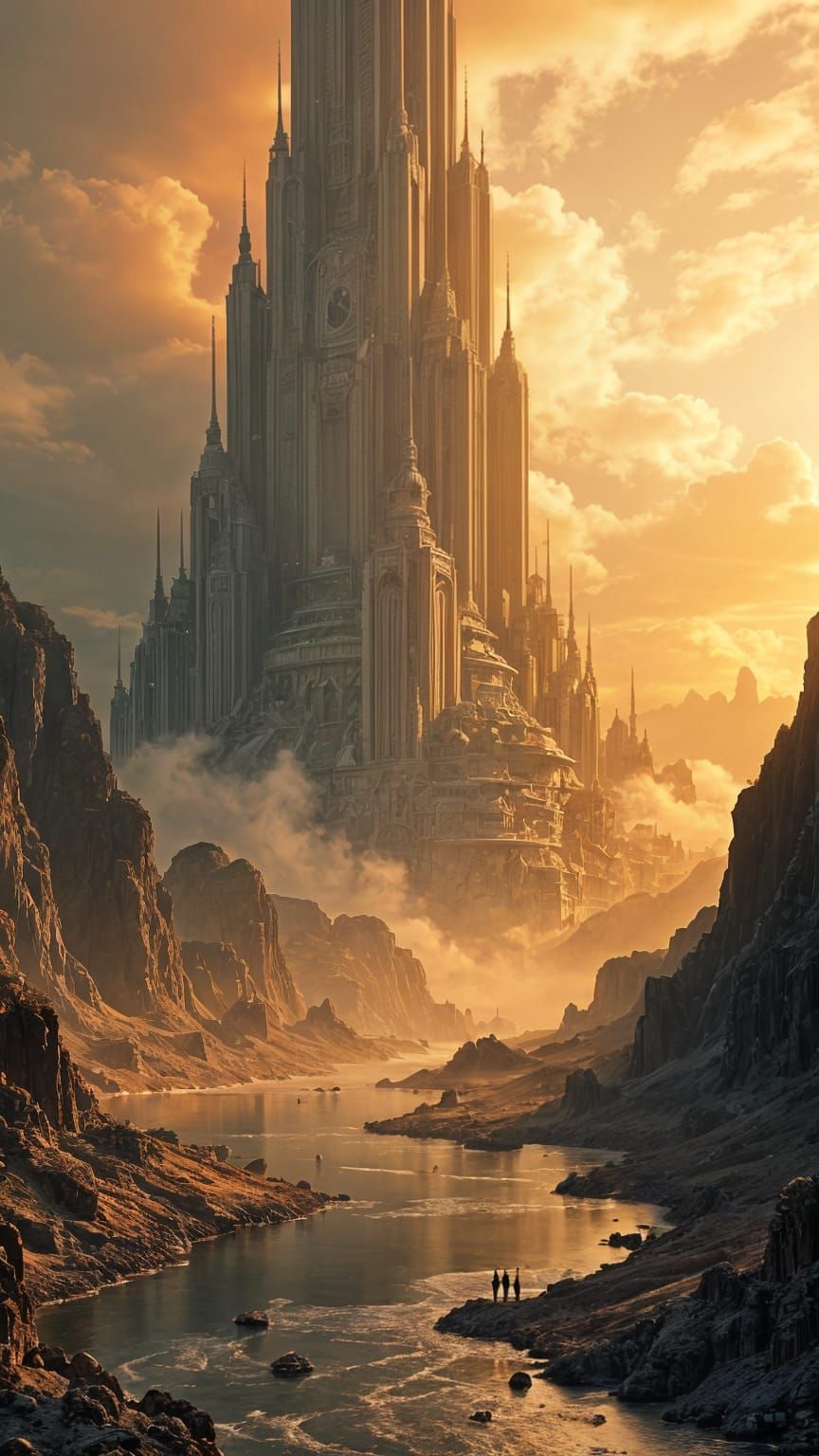 Epic Art Deco Megastructure at Sunset