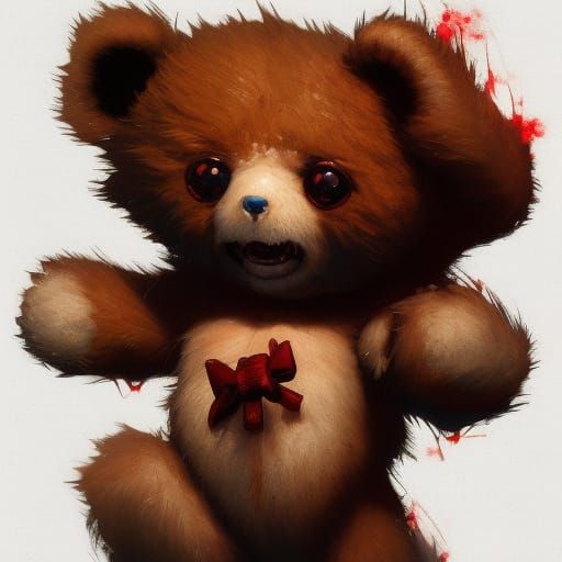 Demonic Chibi Teddy Bear Portrait in Detailed Splash Art