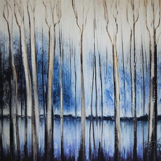 Abstract Forest River in Expressionist Style