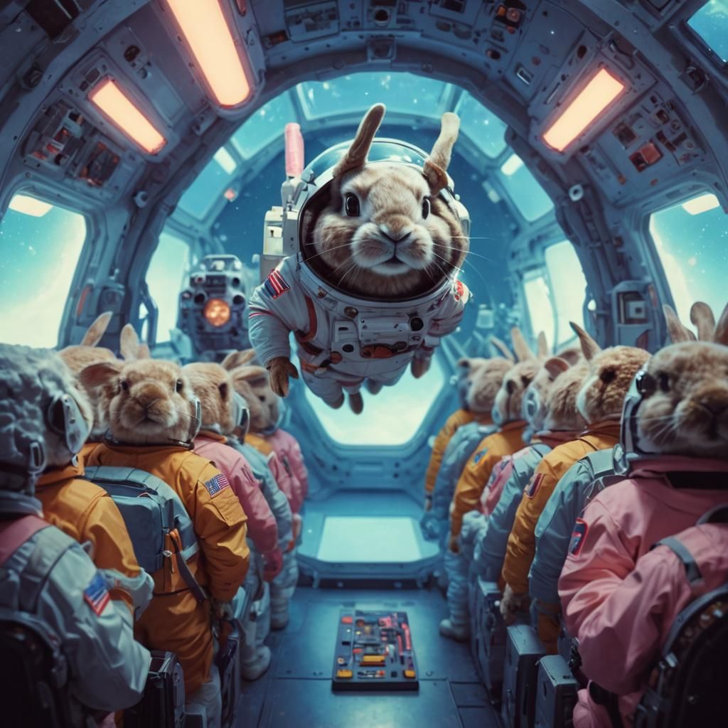 Rabbit Astronaut in Candy Sci-Fi Style