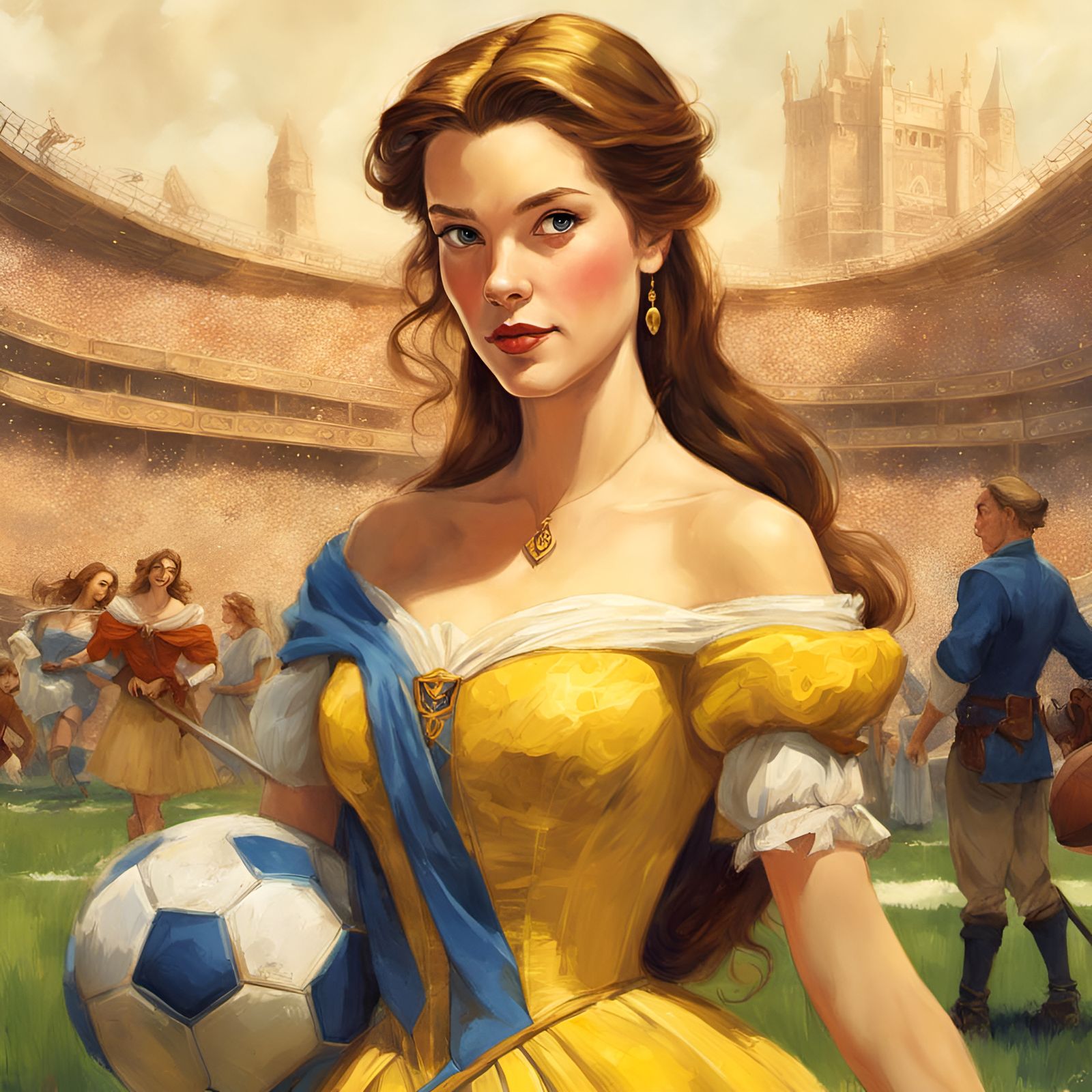 Princess Belle and Zelda on Football Field