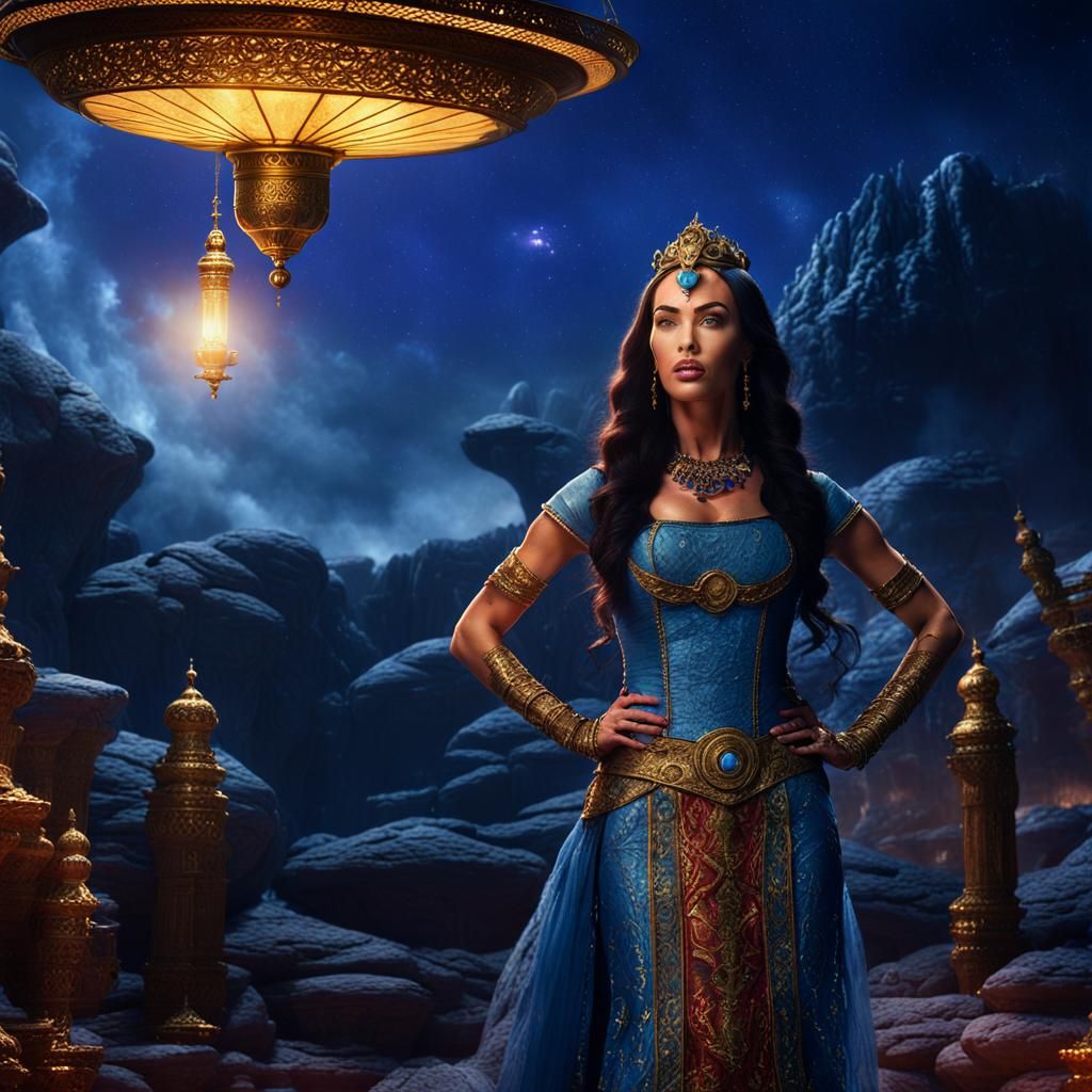 Megan Fox as Aladdin's Genie: Cinematic Digital Art