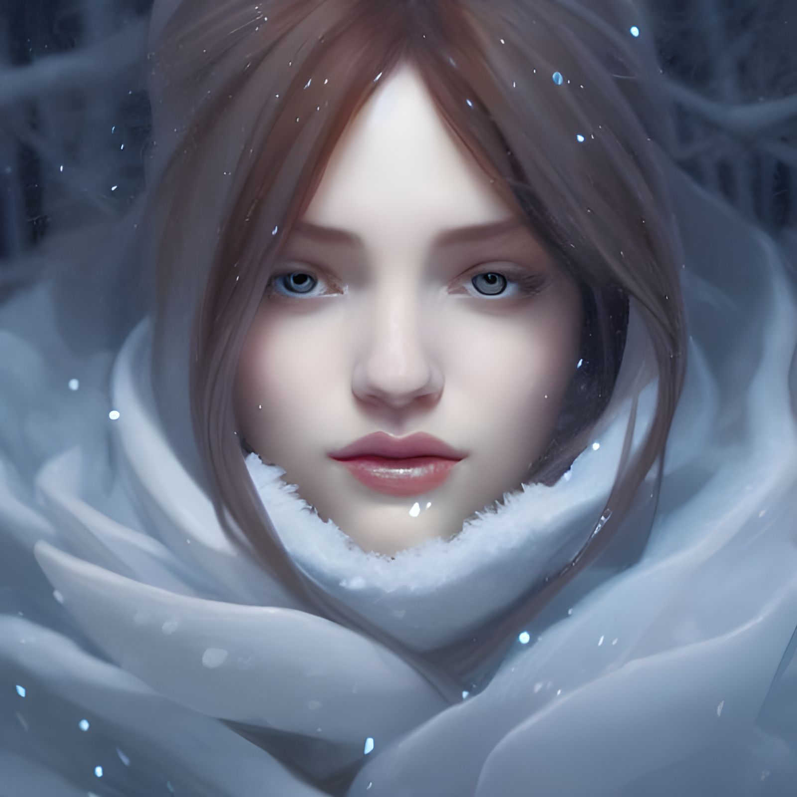 Winter Goddess Portrait in Art Nouveau Style
