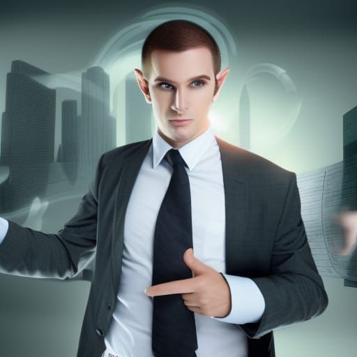 Handsome Elf Businessman in Digital Matte Painting