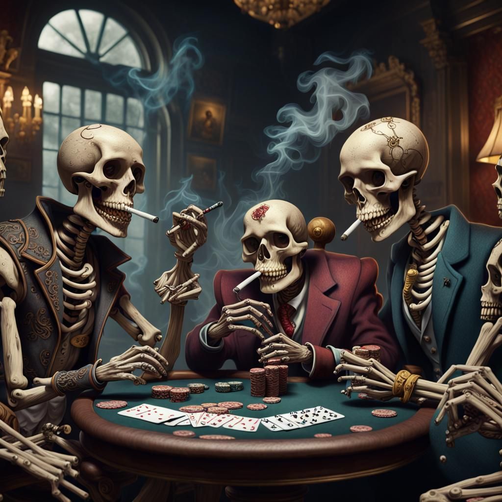 Skeletons' Poker Night: Detailed Matte Painting