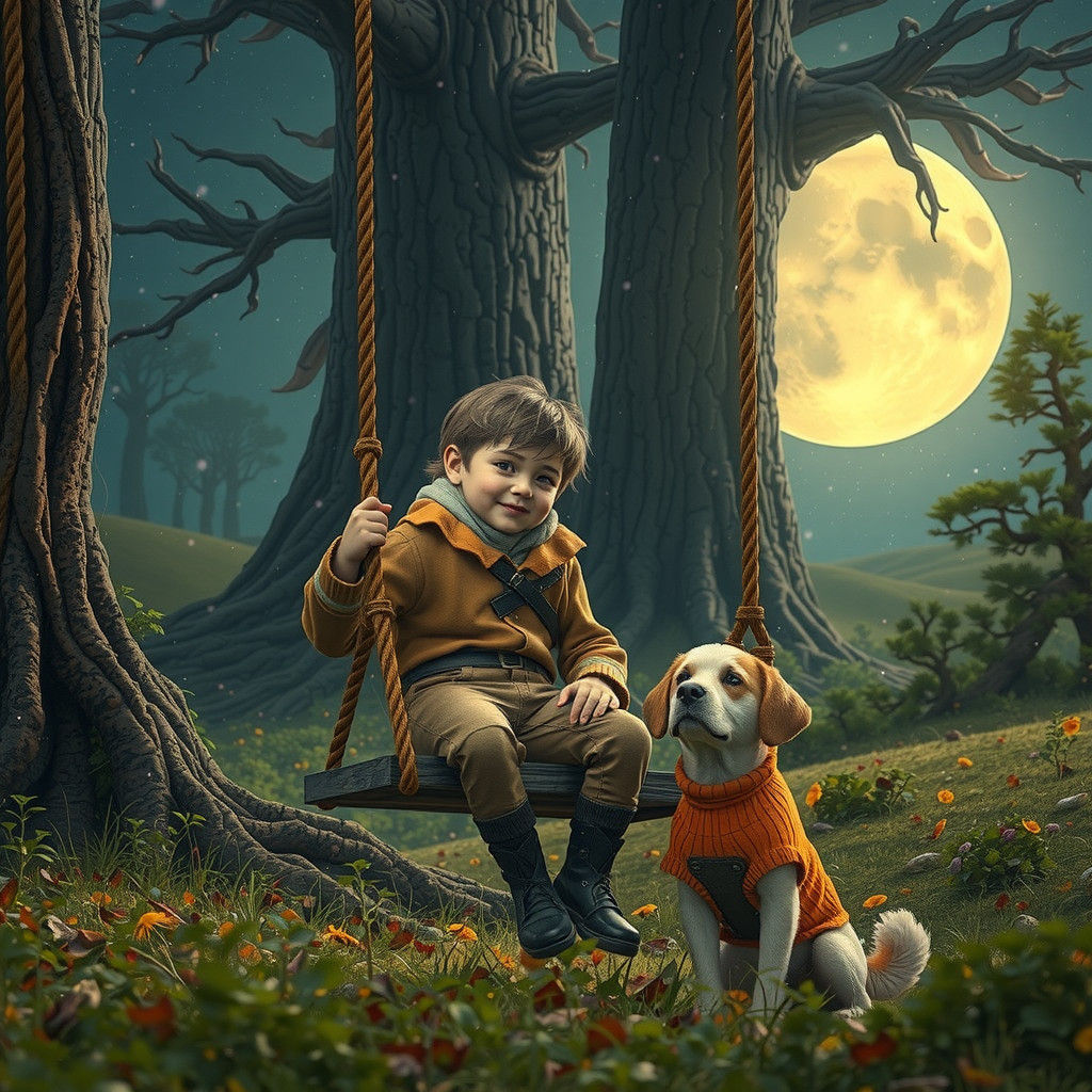 Swiss Girl in a Red Scarf, Sitting Beside a Serene Alpine La...