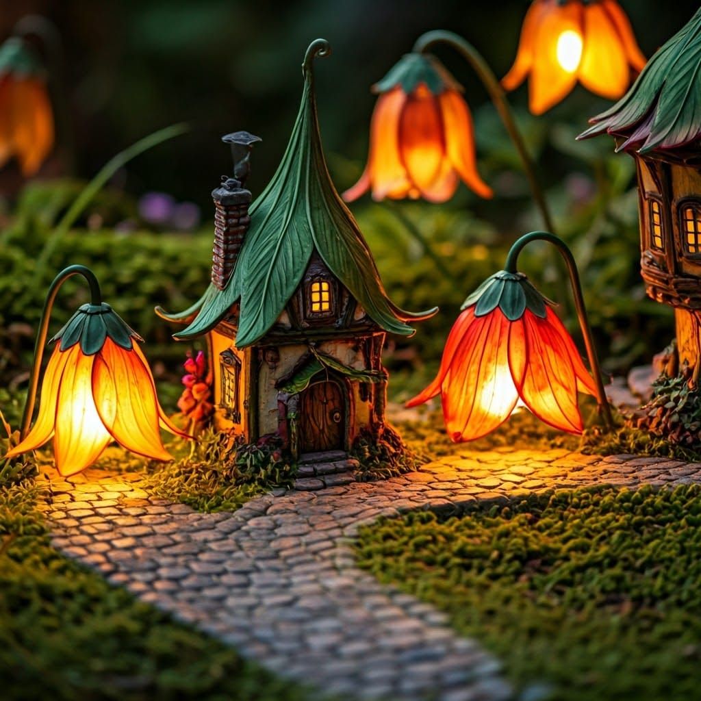 Lilliput Town Illuminated by Flower Lamps