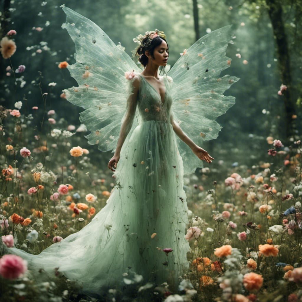 Ethereal Fairy with Iridescent Wings in Glen