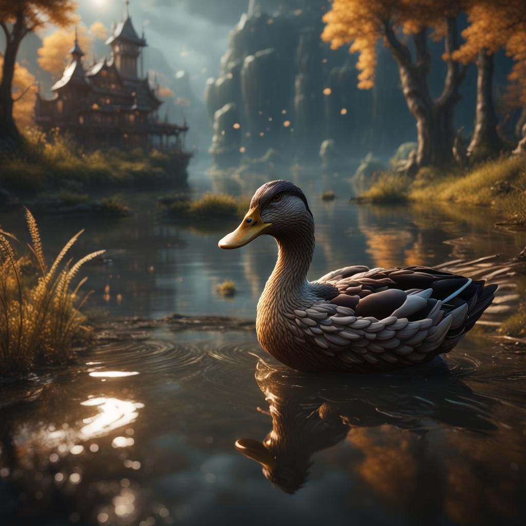 Detailed Duck Matte Painting in Deep Color