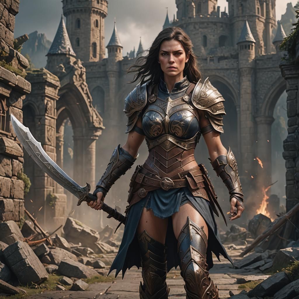 Muscular Brunette Female English warrior