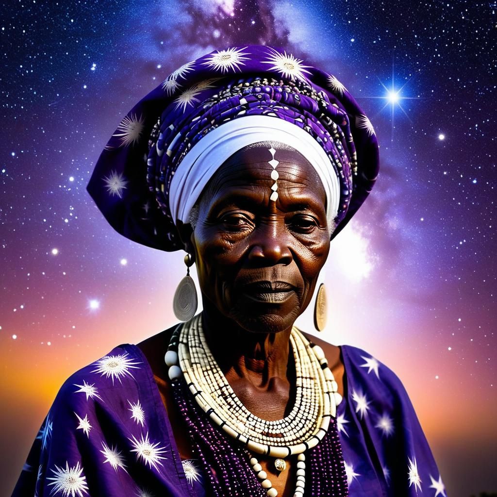 Cosmic Beninese Woman in Celestial Space