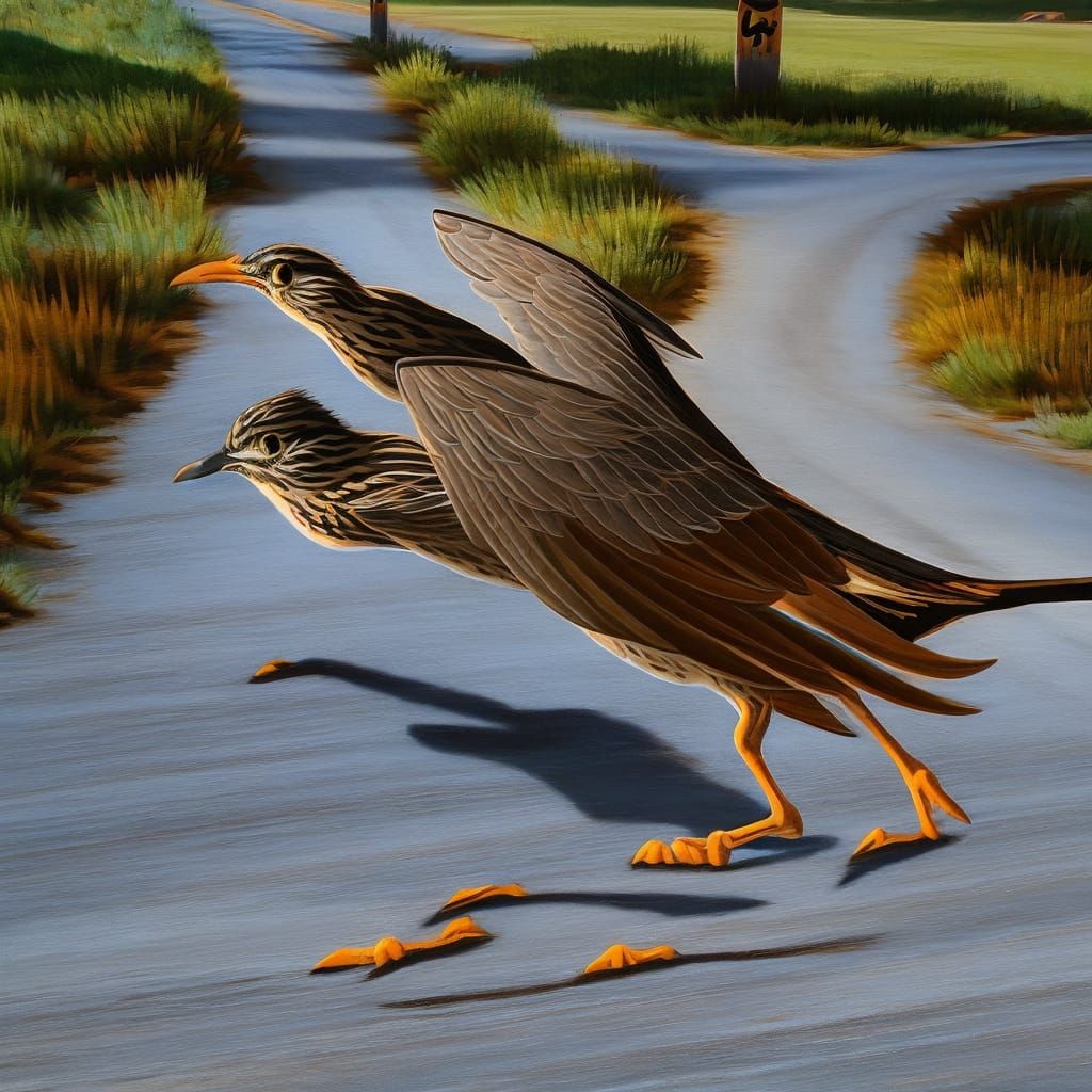 Roadrunner Running: Hyperrealistic Photorealistic Masterpiec...