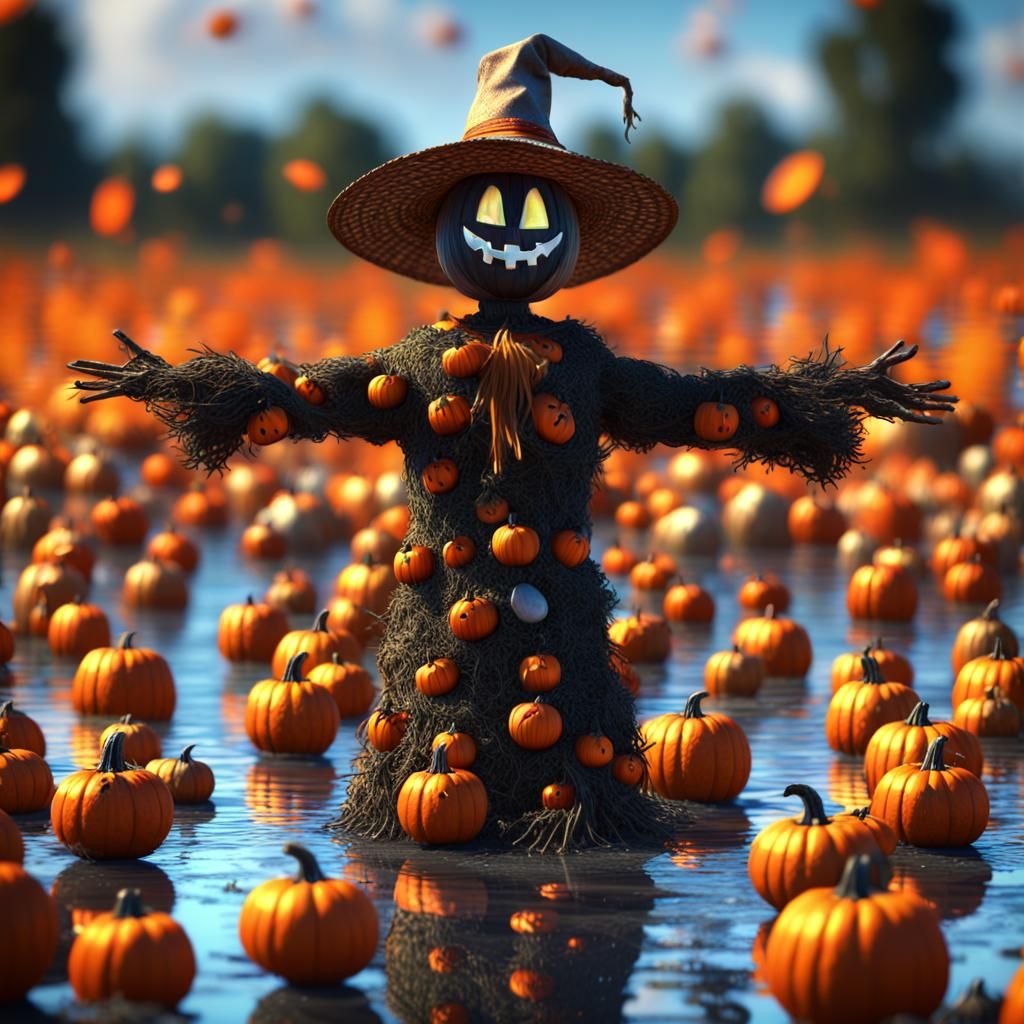 Animated Scarecrow Dance in Whimsical Landscape