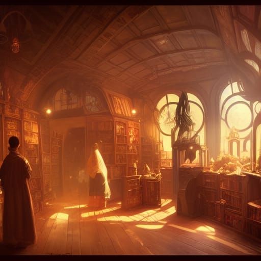 Mysterious Fantasy Store Interior: Digital Art Illustration