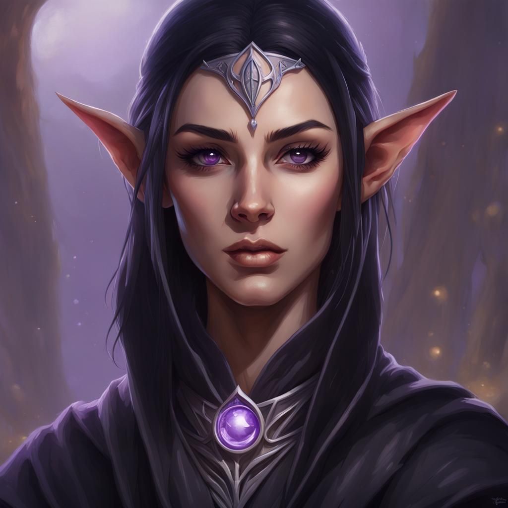 Half-Elven Sorceress Portrait in Dynamic Lighting