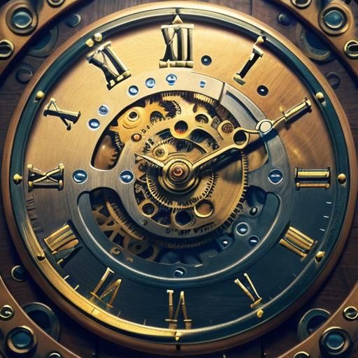 Intricate Steampunk Clockwork Gears with Golden Glow