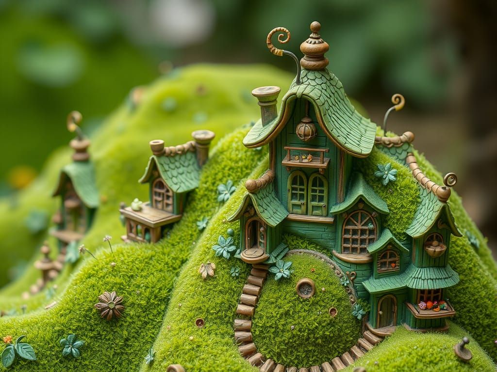 Enchanting Fairy Homes in Whimsical Green Hills
