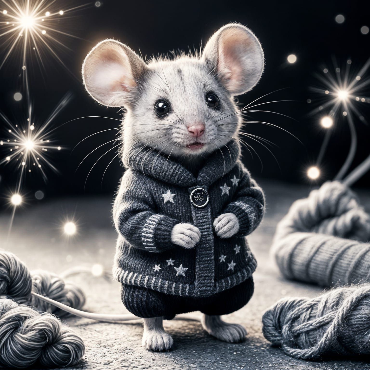 Cute Baby Mouse in Sparkling Winter Outfit