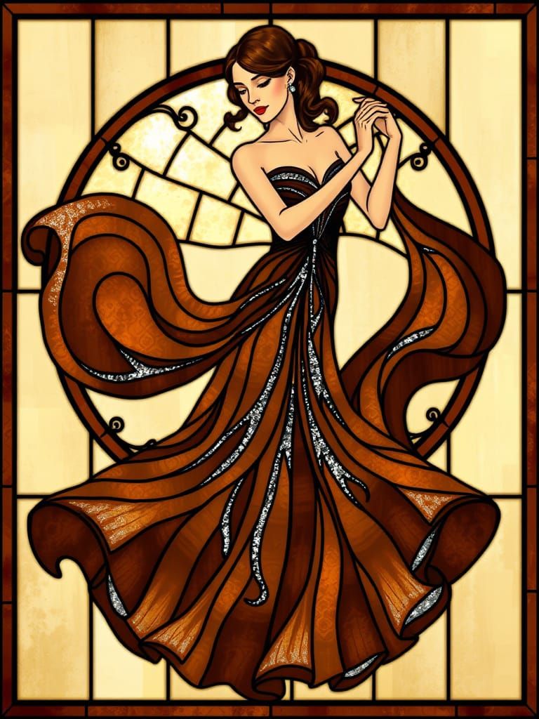 Art Nouveau Stained Glass Ballroom Dress Design