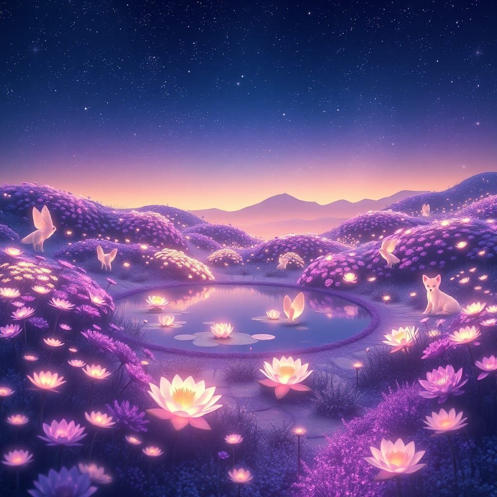 Luminescent Celestial Garden of Stardust and Light