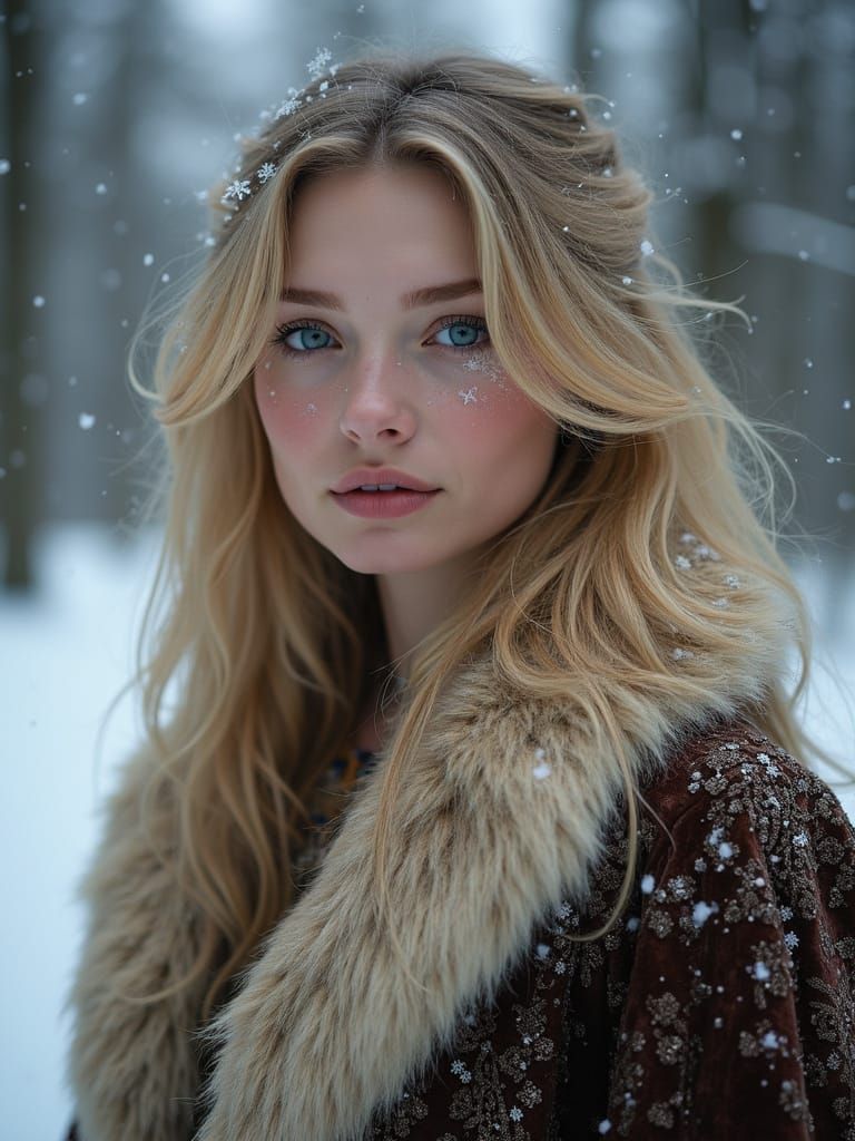 Baroque Russian Beauty in Winter Wonderland