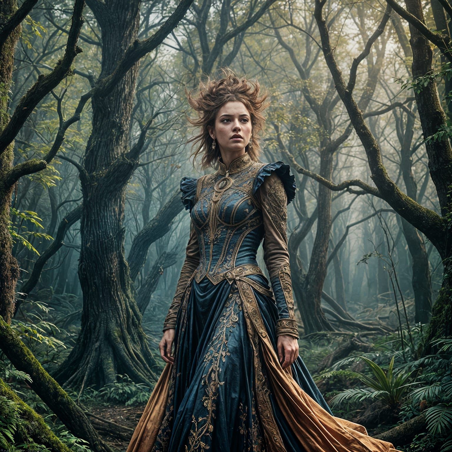 Woman in a Detailed Matte Painting