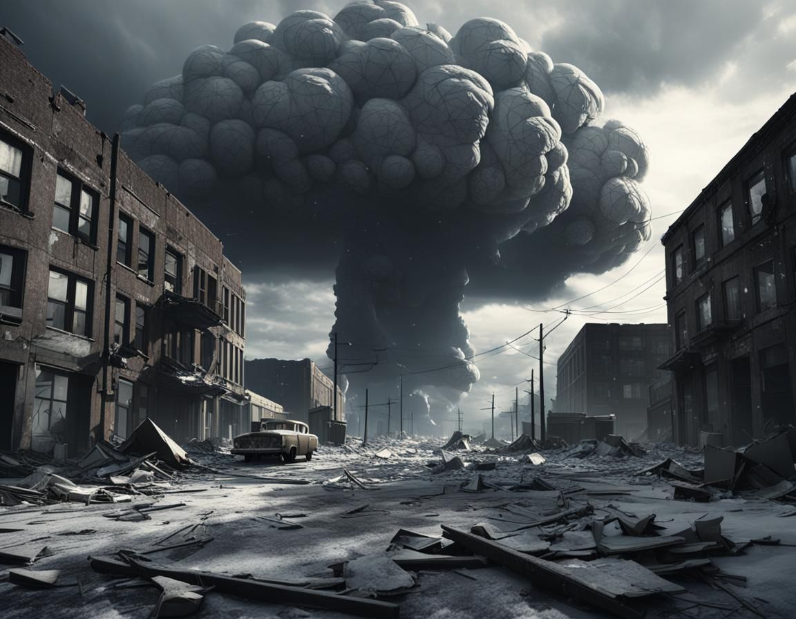 Post-Apocalyptic Wasteland in Bleak Winter Landscape