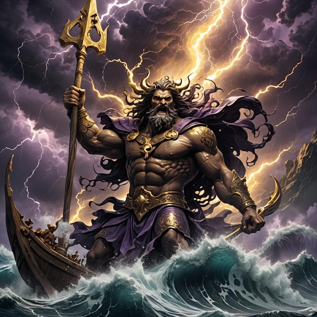Poseidon's Fury: Dark Fantasy Shipwreck Concept Art