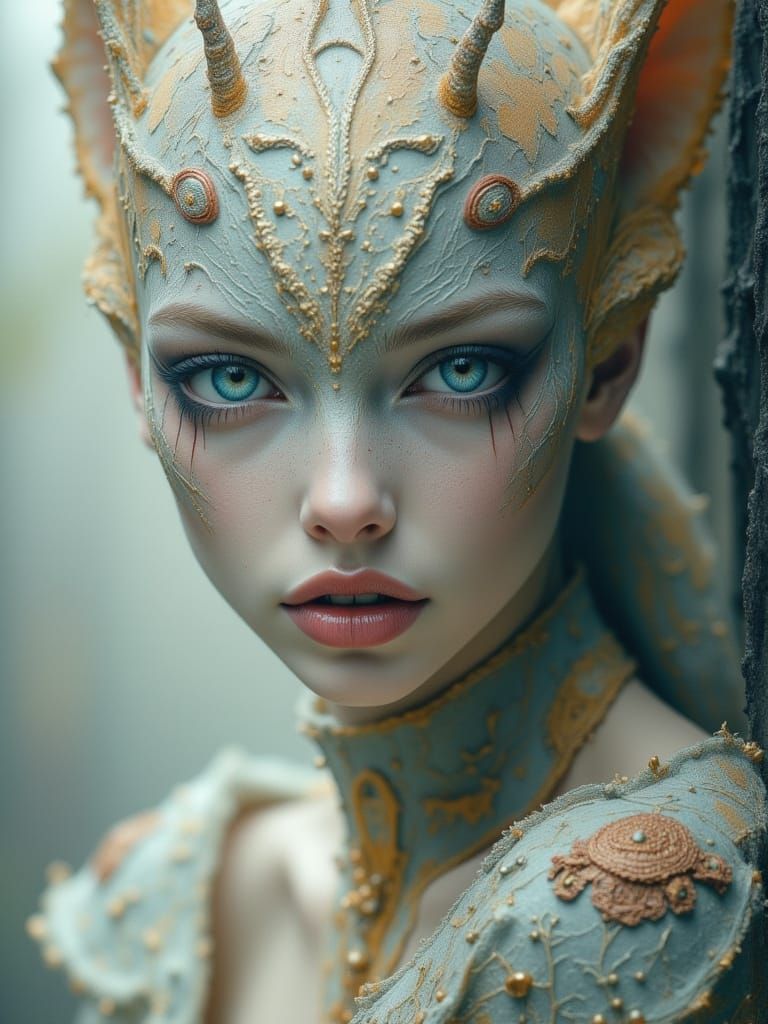 Hyper Realistic Portrait of a Mythical Creature in Soft Past...