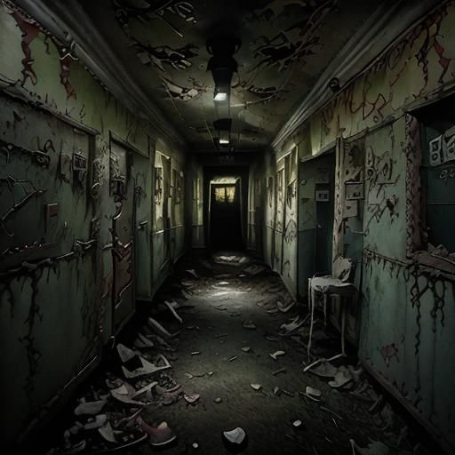 Gothic Abandoned House Hallway in Tim Burton Style